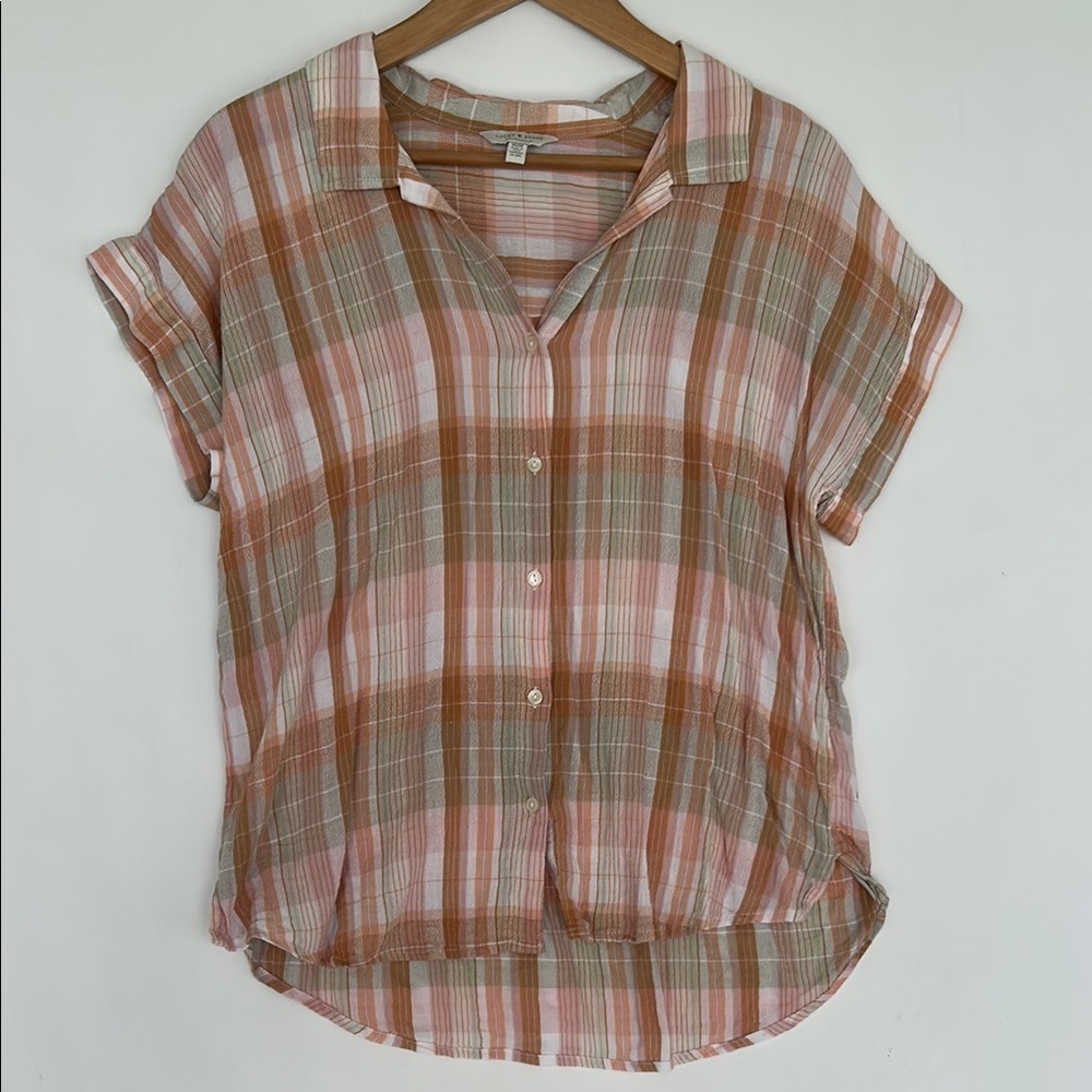 Lucky Brand Collared Button Down Blouse Top